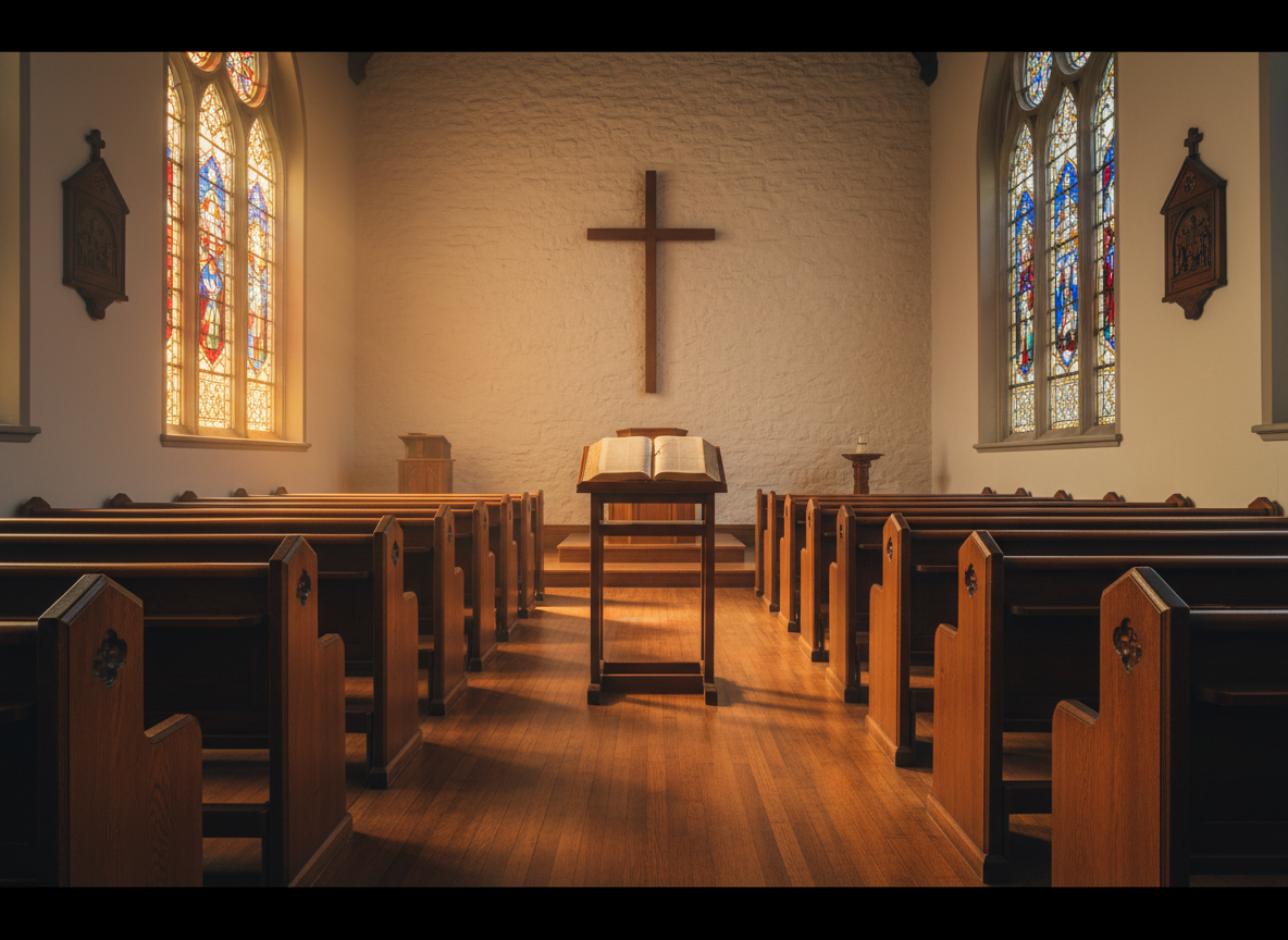 A reverent background image for the Our Core Beliefs section