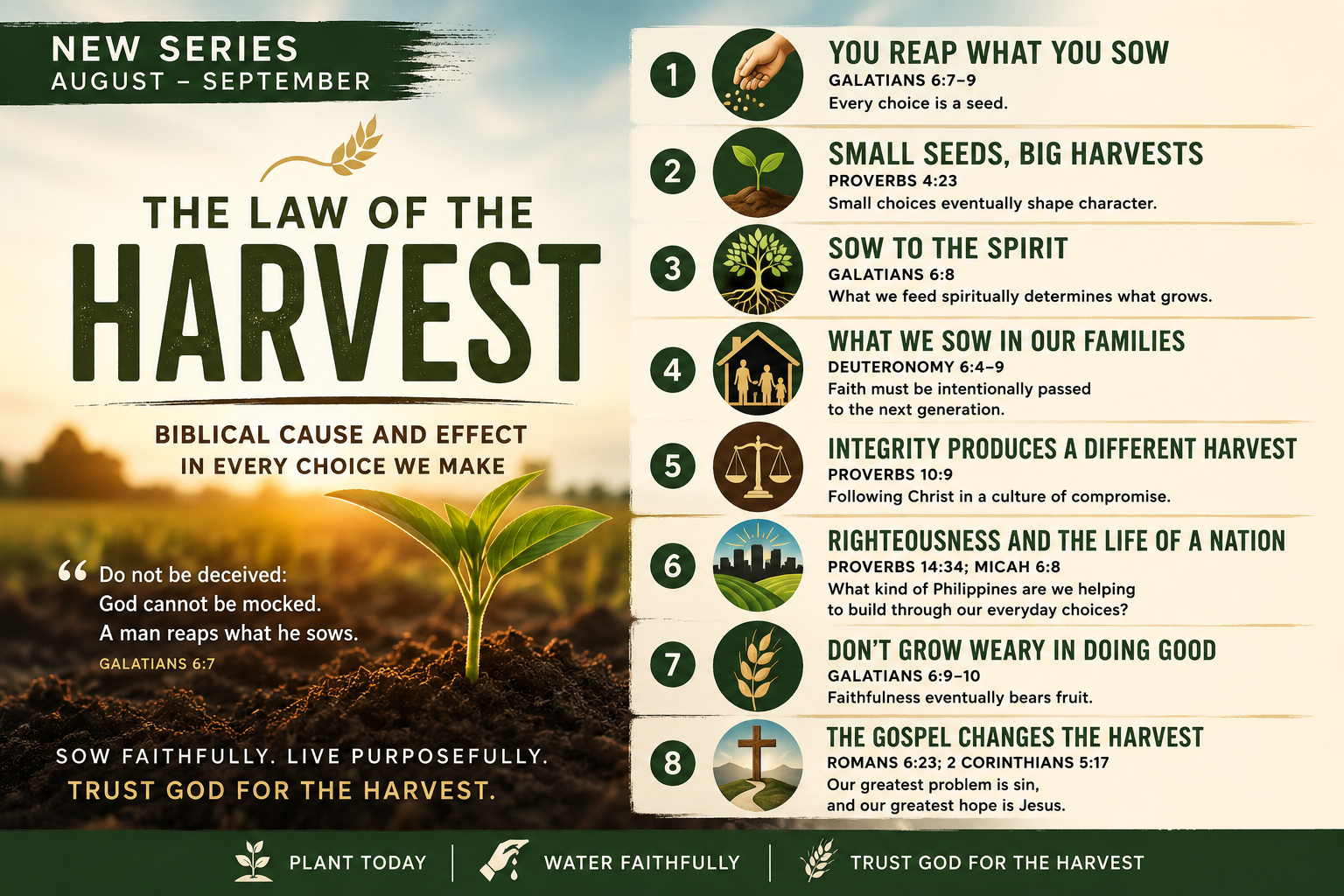 The Law of the Harvest Sermon Series — August to September